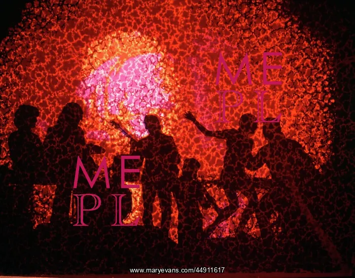 : Anonymous Red Silhouetted Disco Dancers Dancing to Rock an : Anonymous Red Silhouetted Disco Dancers Dancing to Rock an