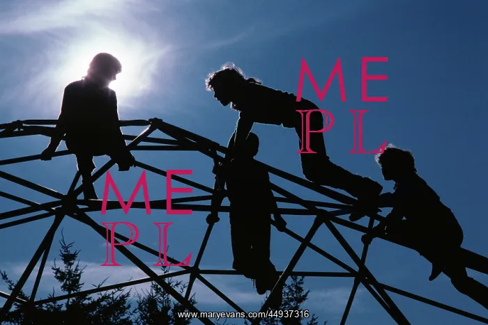 : Four Anonymous Silhouetted Kids Climbing on Geodesic : Four Anonymous Silhouetted Kids Climbing on Geodesic