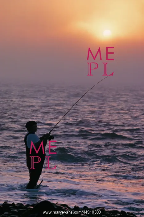 : Anonymous Silhouetted Man Surf Fishing : Anonymous Silhouetted Man Surf Fishing
