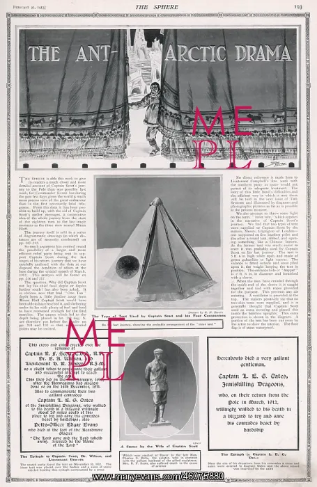 : The Antarctic Drama - page from The Sphere : The Antarctic Drama - page from The Sphere