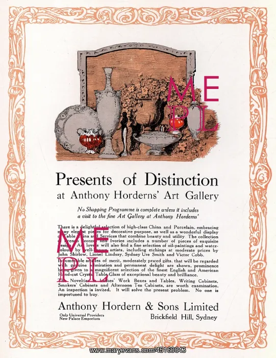 : Anthony Hordern & Sons Advertisement : Anthony Hordern & Sons Advertisement