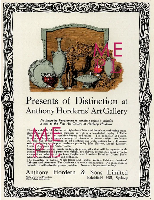 : Anthony Hordern & Sons Advertisement : Anthony Hordern & Sons Advertisement