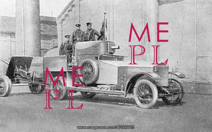 : Anthony Wilding driving armoured car at Dunkirk, 1915 : Anthony Wilding driving armoured car at Dunkirk, 1915