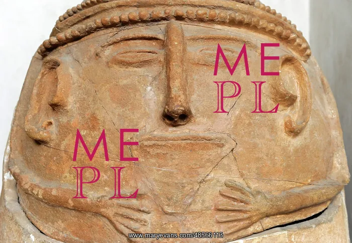 : Anthropoid clay coffin. 12th century BC. Detail : Anthropoid clay coffin. 12th century BC. Detail