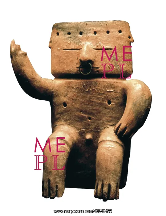 : Anthropomorphic figure of a man seated with nose : Anthropomorphic figure of a man seated with nose