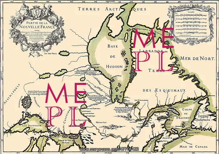 : Antique Canadian Map 1685 : Antique Canadian Map 1685