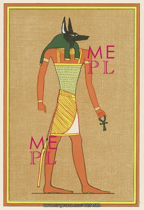 : Anubis, god of the dead, with head of a jackel : Anubis, god of the dead, with head of a jackel