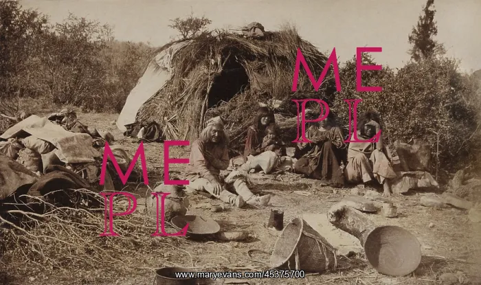 : An Apache camp in Texas, ca. 1885, shows young : An Apache camp in Texas, ca. 1885, shows young