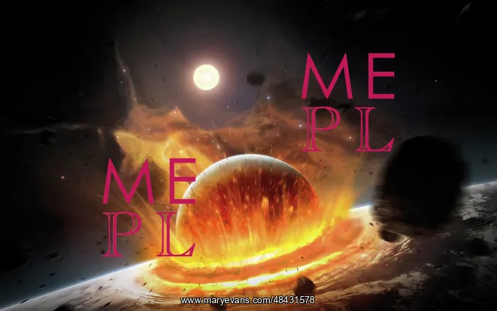  : Apocalyptic space scene with two colliding planets