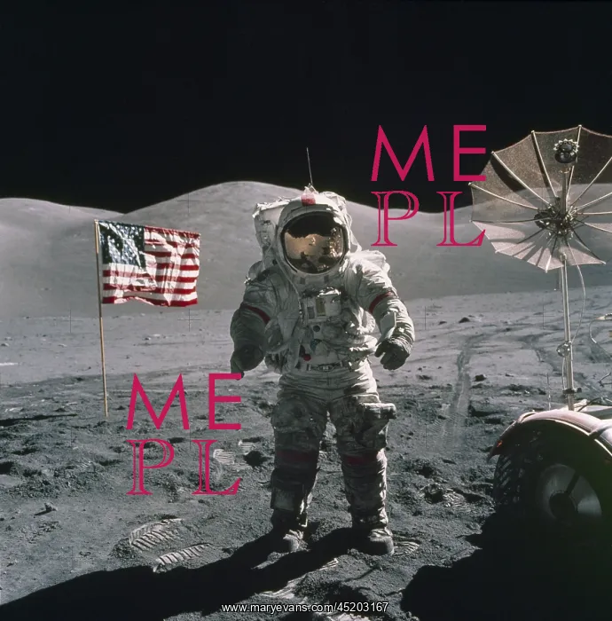 : Apollo 17 Astronaut stands between a US ? : Apollo 17 Astronaut stands between a US ?