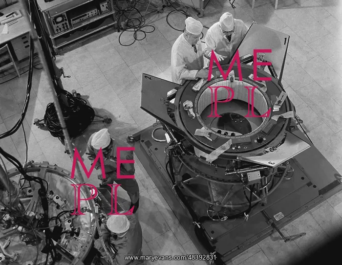 : Apollo spaceship docking mechanism being prepared : Apollo spaceship docking mechanism being prepared