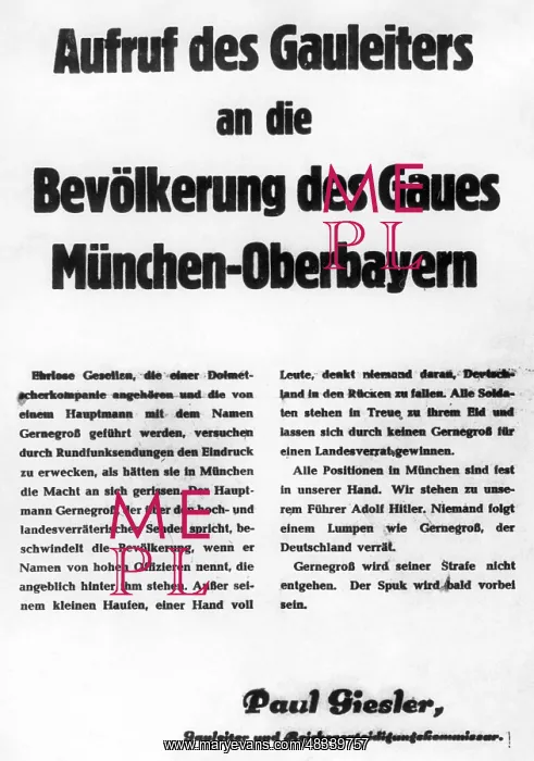 : Appeal to the population of the Gau of Munich : Appeal to the population of the Gau of Munich