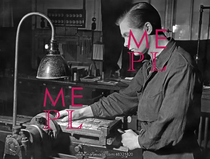 : Apprentice at an edge processing machine, 1941 : Apprentice at an edge processing machine, 1941