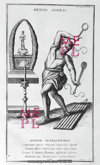 : April, represented as a man dancing before a statue : April, represented as a man dancing before a statue