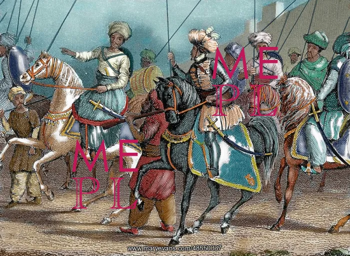  : Arab army. Nineteenth-century colored engraving