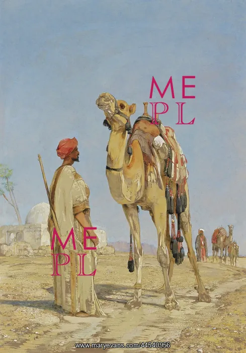 : Arabs with Camels by a Tomb in the Desert : Arabs with Camels by a Tomb in the Desert