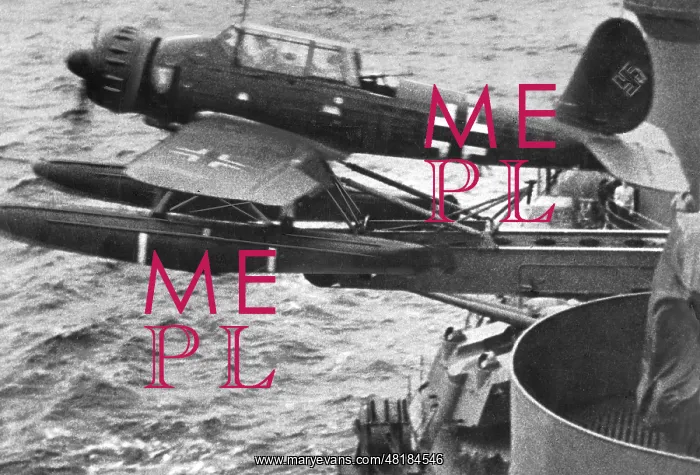 : An Arado Ar 196, launching from the German heavy cruiser Pr : An Arado Ar 196, launching from the German heavy cruiser Pr