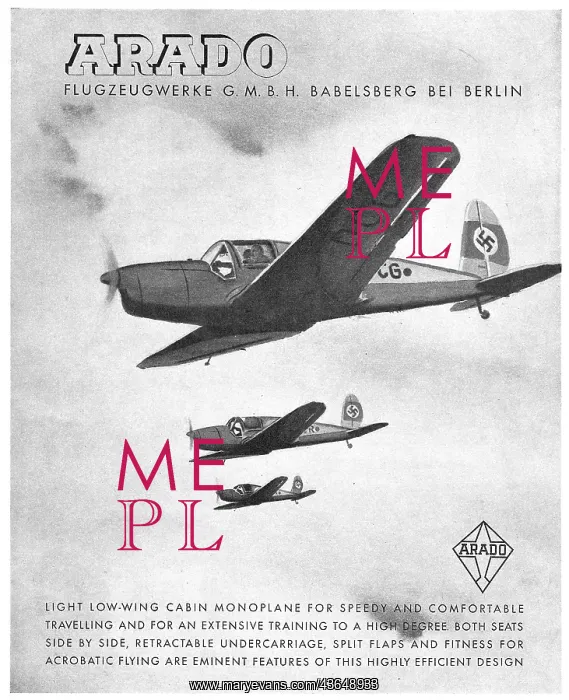 : Arado Low Wing Touring Cabin Monoplane : Arado Low Wing Touring Cabin Monoplane