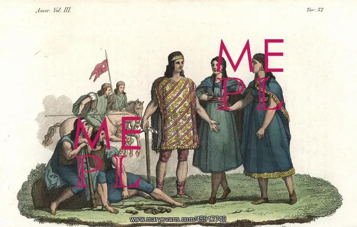 : Araucanian Mapuche or Moluche leader with tunic and axe : Araucanian Mapuche or Moluche leader with tunic and axe