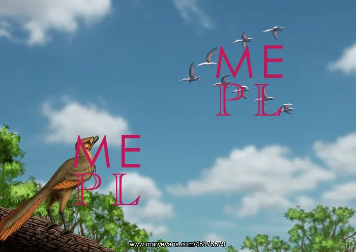 : An Archaeopteryx observing a flock of migrating pterosaurs : An Archaeopteryx observing a flock of migrating pterosaurs