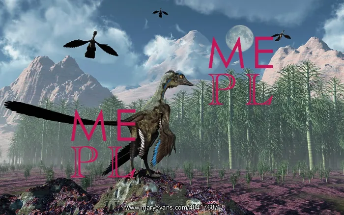 : An Archaeopteryx standing at the edge of a forest : An Archaeopteryx standing at the edge of a forest