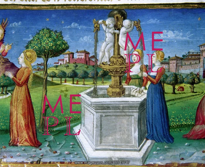 : The Archangel St. Raphael visiting the Virgin Mary. Miniatur : The Archangel St. Raphael visiting the Virgin Mary. Miniatur