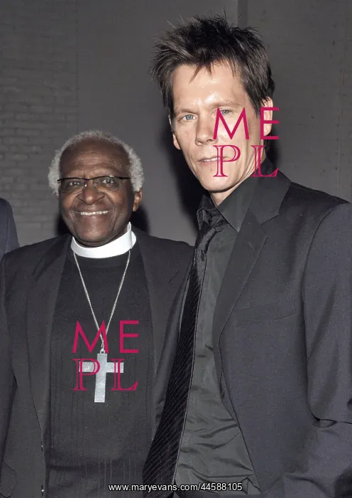 : Archbishop Desmond Tutu and Kevin Bacon arrive : Archbishop Desmond Tutu and Kevin Bacon arrive