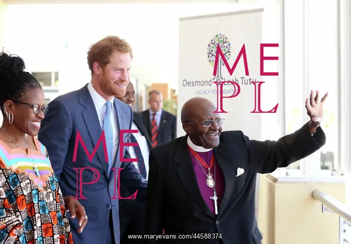 : The Archbishop Emeritus Desmond Tutu waves after : The Archbishop Emeritus Desmond Tutu waves after