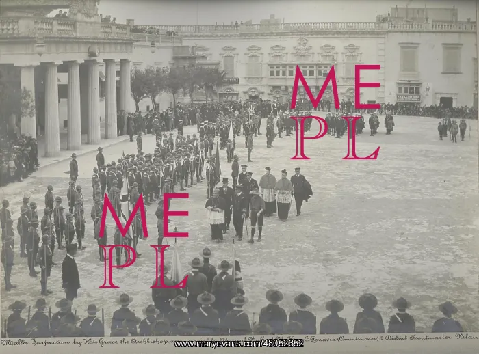 : Archbishop inspecting scout troops, Valletta, Malta : Archbishop inspecting scout troops, Valletta, Malta