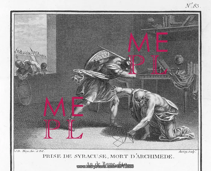 : Archimedes killed by a Roman soldier : Archimedes killed by a Roman soldier
