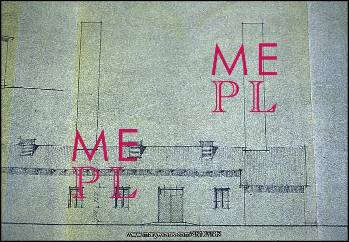 : Architects drawing of detail of crematorium Auschwitz : Architects drawing of detail of crematorium Auschwitz