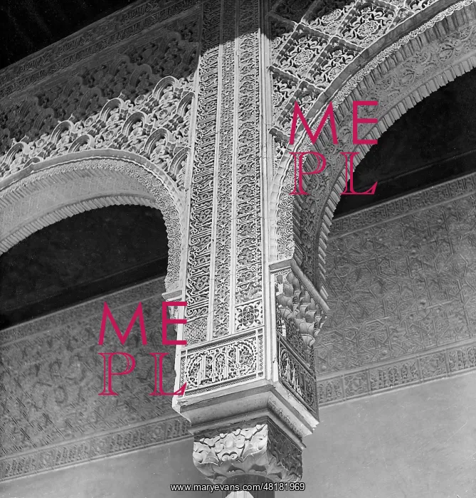 : Architectural detail in the Alhambra, 1939 : Architectural detail in the Alhambra, 1939