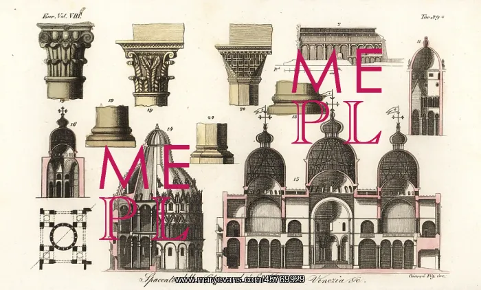 : Architectural details of St. Mark's Basilica Venice, 1823 : Architectural details of St. Mark's Basilica Venice, 1823