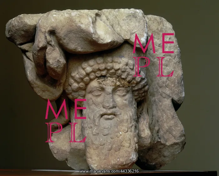 : Architectural fragment with bearded herma : Architectural fragment with bearded herma
