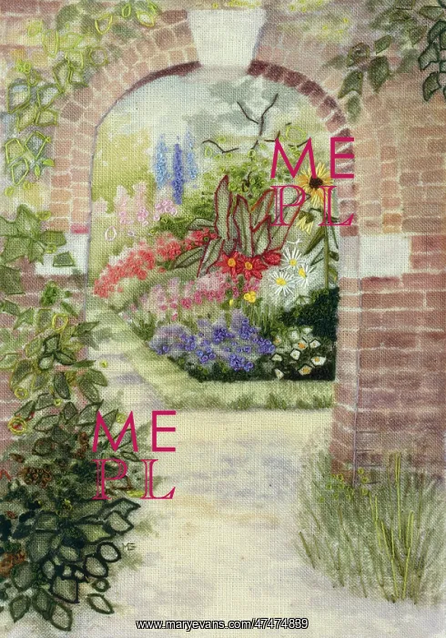 : Archway into Flower Garden ? embroidery : Archway into Flower Garden ? embroidery