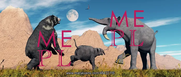 : An Arctodus Bear chasing a young Deinotherium : An Arctodus Bear chasing a young Deinotherium