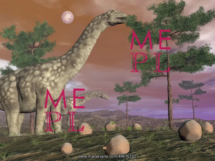 : Argentinosaurus dinosaur eating leaves from the tree tops : Argentinosaurus dinosaur eating leaves from the tree tops