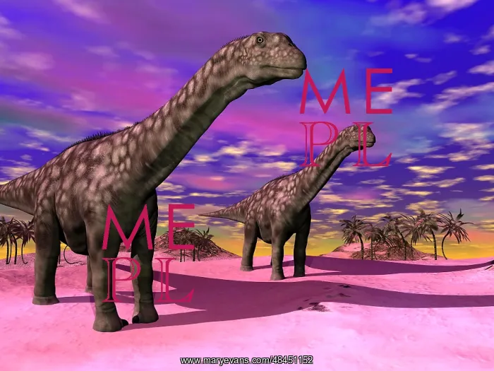 : Two Argentinosaurus dinosaurs in a prehistoric landscape : Two Argentinosaurus dinosaurs in a prehistoric landscape