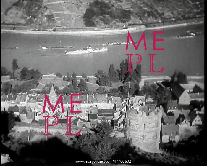 : Arial Shot of the Rhine With a Town on the : Arial Shot of the Rhine With a Town on the