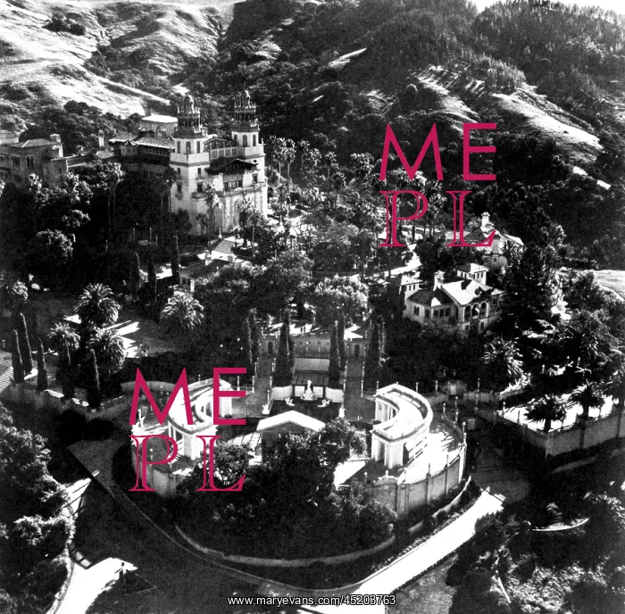 : Arial view of Hearst Castle, San Simeon, ? : Arial view of Hearst Castle, San Simeon, ?