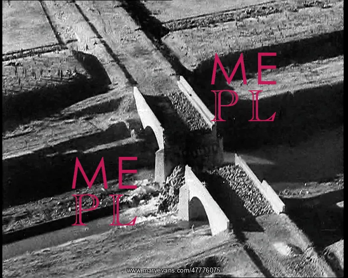 : An Ariel View of a Bridge Blown up by Retreating : An Ariel View of a Bridge Blown up by Retreating