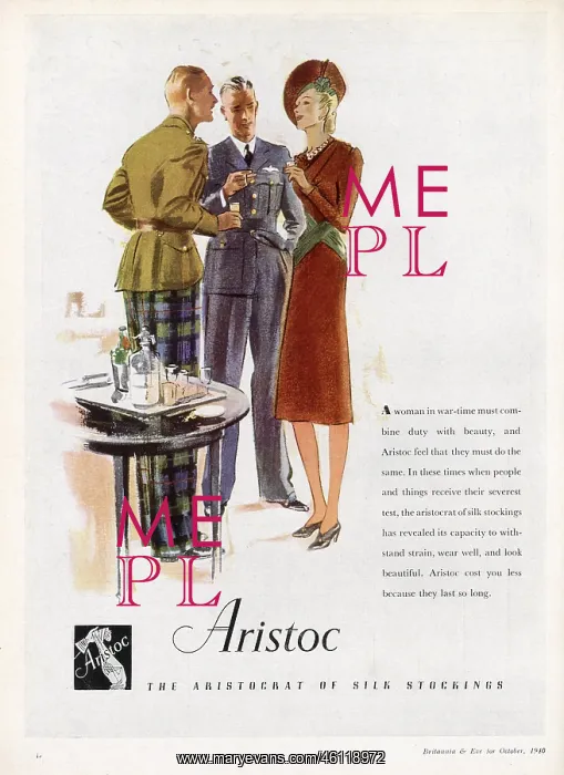 : Aristoc stockings wartime advertisement, 1940 : Aristoc stockings wartime advertisement, 1940