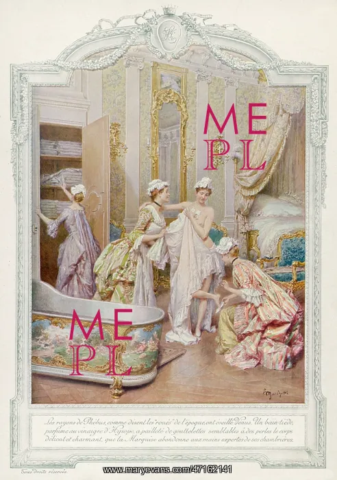 : Aristocratic French lady bathing and dressing : Aristocratic French lady bathing and dressing