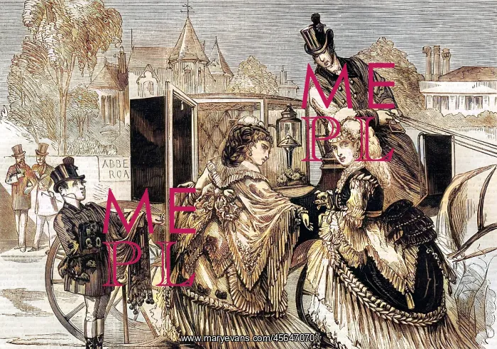 : Two aristocratic ladies getting into a brougham : Two aristocratic ladies getting into a brougham