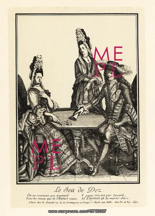 : Aristocrats playing a game of dice, 17th century : Aristocrats playing a game of dice, 17th century