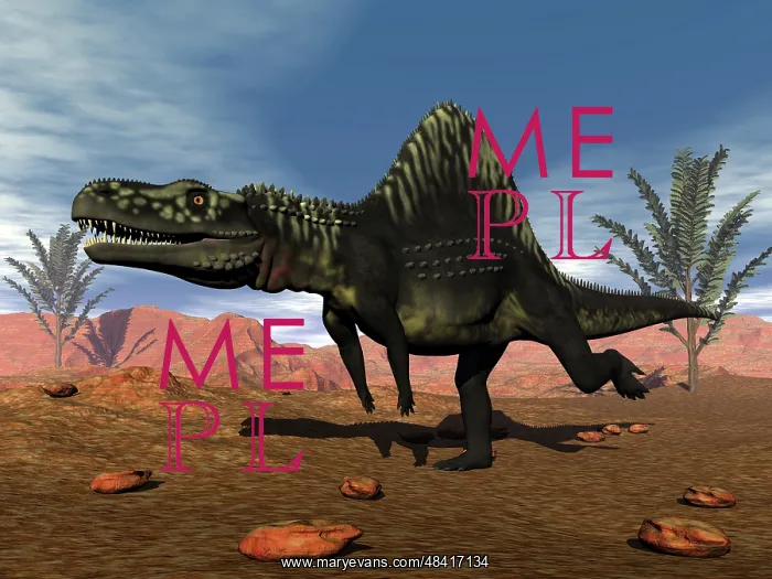 : Arizonasaurus dinosaur in the desert with pachypteris trees : Arizonasaurus dinosaur in the desert with pachypteris trees