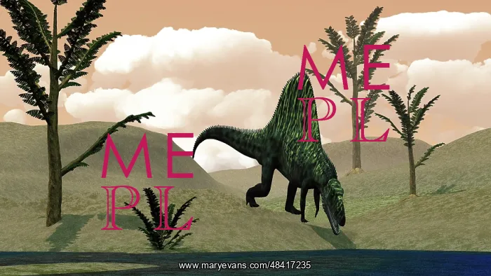 : Arizonasaurus dinosaur amongst pachypteris trees : Arizonasaurus dinosaur amongst pachypteris trees