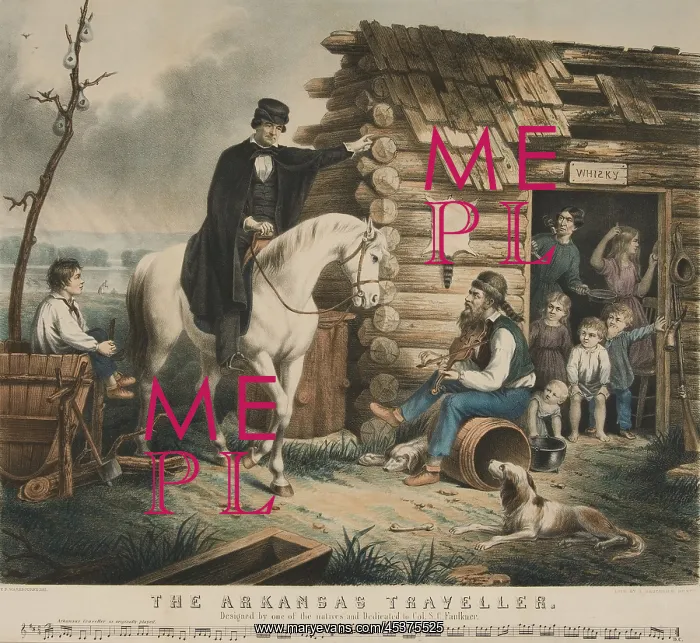 : THE ARKANSAS TRAVELER, ca. 1850, lithograph : THE ARKANSAS TRAVELER, ca. 1850, lithograph