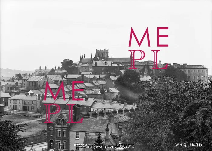 : Armagh - an elevated view looking over the rooftops to the Cathedral : Armagh - an elevated view looking over the rooftops to the Cathedral