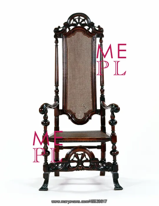 : Armchair made from walnut, with a caned back and seat : Armchair made from walnut, with a caned back and seat